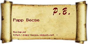 Papp Becse névjegykártya